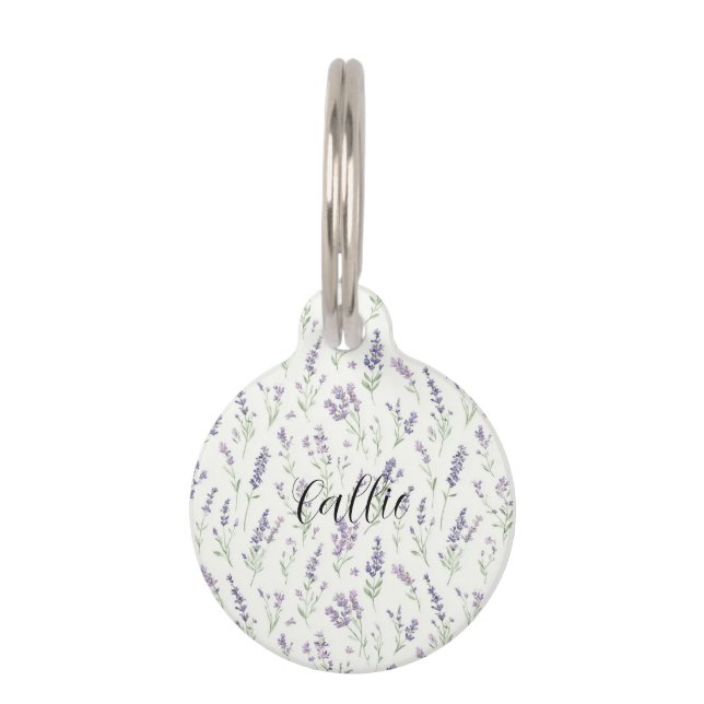 Pretty Lavender White Flowers   ペット　ネームタグ (正面)