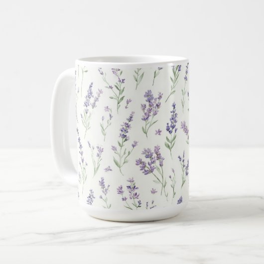 Pretty Lavender White Flowers Bridal Shower コーヒーマグカップ (正面左)