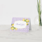 Pretty Lemons Lilac Purple Baby Shower Photo サンキューカード (正面)