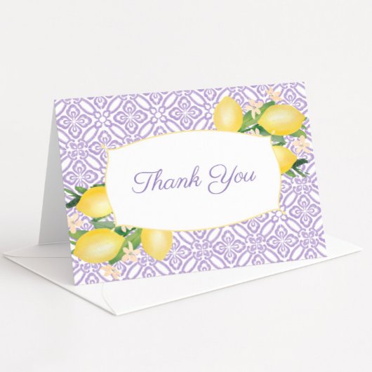 Pretty Lemons Lilac Purple Baby Shower Photo サンキューカード