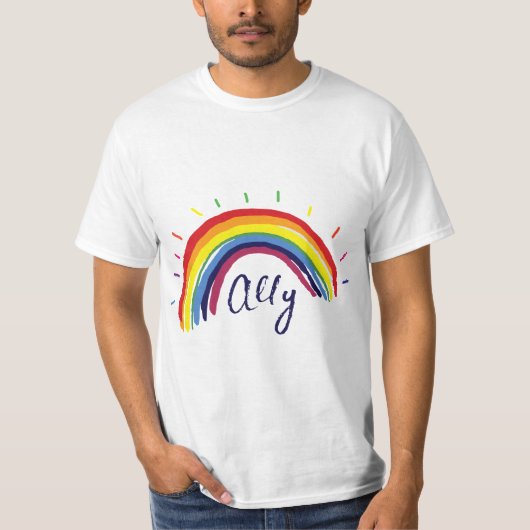 Pretty LGBTQ ALLY Gay Pride and Support - Gay Ally Tシャツ (正面)
