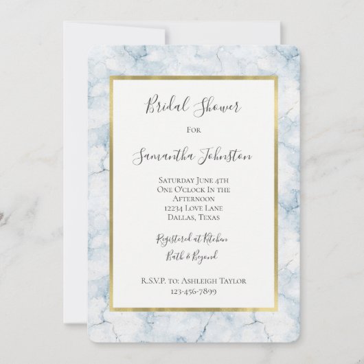 Pretty Light Blue Bridal Shower  招待状 (正面)