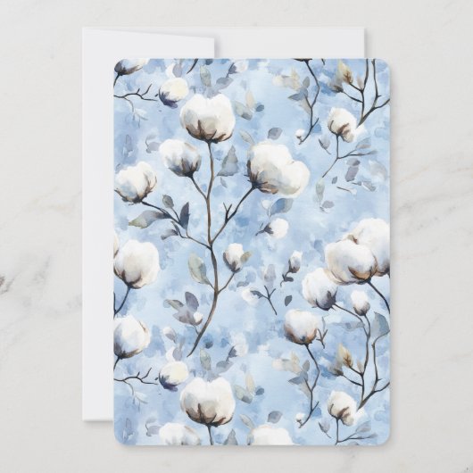 Pretty Light Blue White Floral Bridal Shower 招待状 (裏面)