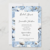 Pretty Light Blue White Floral Bridal Shower 招待状 (正面)