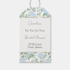 Pretty Light Blue White Flowers Bridal Shower ギフトタグ