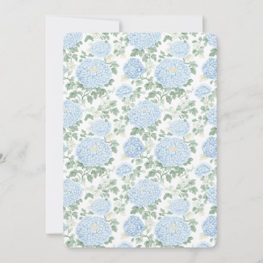 Pretty Light Blue White Flowers Bridal Shower 招待状 (裏面)