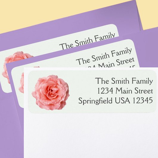 Pretty Light Pink Rose Floral Return Address ラベル