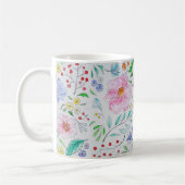 Pretty Light Watercolor Flowers and Buds Pattern コーヒーマグカップ (左)