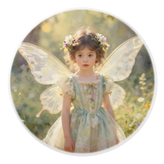 Pretty Lil Fairy with Flowers | Fairytale セラミックノブ (正面)