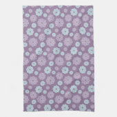 Pretty Lilac Purple and Blue Flower Pattern キッチンタオル (縦)