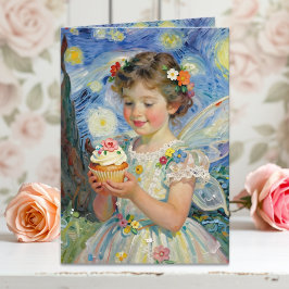 Pretty Little Fairy Girl & Butterfly Birthday カード
