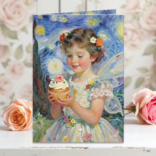 Pretty Little Fairy Girl & Butterfly Birthday カード