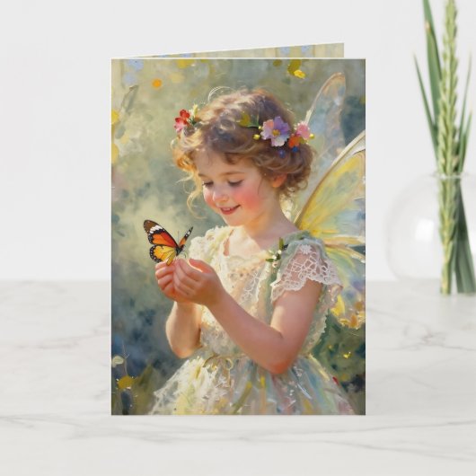 Pretty Little Fairy Girl Happy Birthday カード (正面)