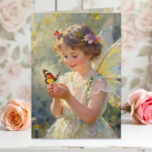 Pretty Little Fairy Girl Happy Birthday カード