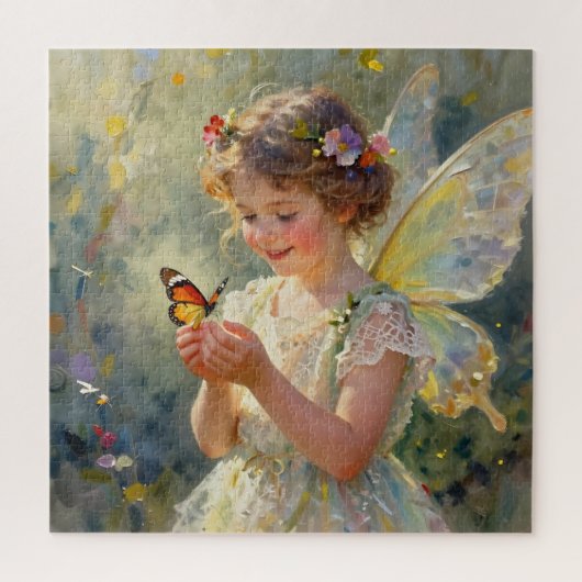 Pretty Little Fairy Girl holding a Butterfly ジグソーパズル (縦)