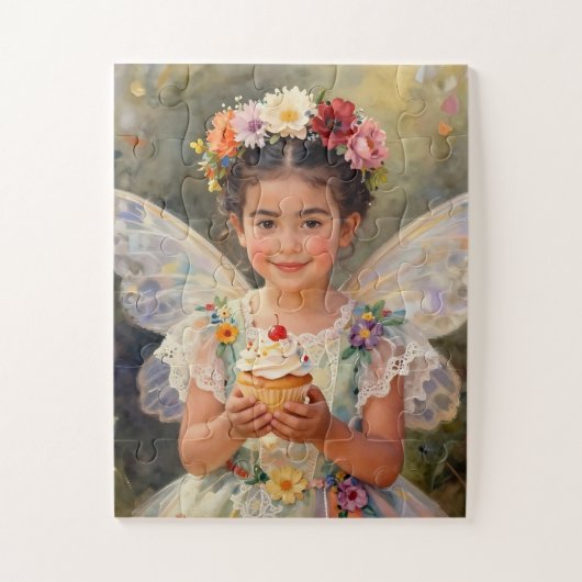 Pretty Little Fairy Girl holding a Cupcake ジグソーパズル (縦)
