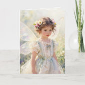 Pretty Little Fairy Girl with Cupcake Birthday カード (正面)