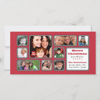 Pretty Little Polka Dot Collage Photo Card - Red シーズンカード