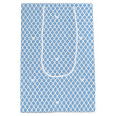Pretty Love Heart Lattice Mesh Blue Birthday ミディアムペーパーバッグ (裏面)