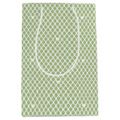 Pretty Love Heart Lattice Mesh Green Birthday ミディアムペーパーバッグ (正面)