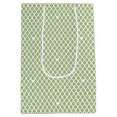 Pretty Love Heart Lattice Mesh Green Birthday ミディアムペーパーバッグ (裏面)