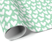 Pretty Love Heart Pattern Mint White Valentine ラッピングペーパー (ロールコーナー)