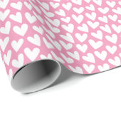 Pretty Love Heart Pattern Pink White Valentine ラッピングペーパー (ロールコーナー)