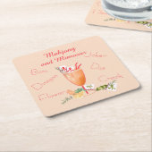 Pretty Mahjong Tiles and Fancy Cocktail スクエアペーパーコースター (アングル)