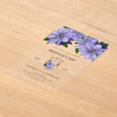 Pretty Mauve Flowers, Mother's Day Celebration アクリル招待状 (レイダウン)