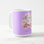 Pretty Mauve Moon Floral Mug 15oz – Gift for Mom コーヒーマグカップ (正面左)