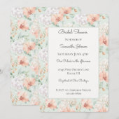Pretty Mint Peach Orchid Flowers Bridal Shower 招待状 (正面/裏面)