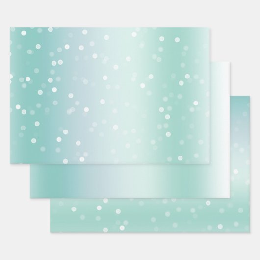 Pretty Mint White Bokeh Dots Celebration Christmas ラッピングペーパーシート (セット)