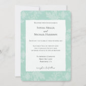 Pretty Mint White Floral Faux Lace Wedding 招待状 (正面)