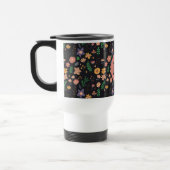 Pretty Modern Dark Floral Pattern Monogram トラベルマグ (左)