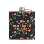 Pretty Modern Dark Floral Pattern Monogram フラスク (裏面)