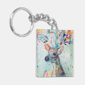 Pretty Modern Deer Art Flower Antlers キーホルダー (正面左)