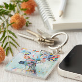 Pretty Modern Deer Art Flower Antlers キーホルダー (正面右)