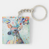 Pretty Modern Deer Art Flower Antlers キーホルダー (裏面)