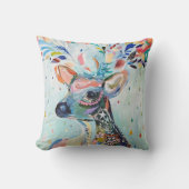 Pretty Modern Deer Art Flower Antlers クッション (正面)