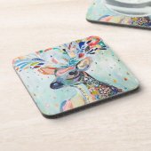 Pretty Modern Deer Art Flower Antlers コースター (左側)