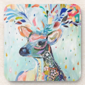 Pretty Modern Deer Art Flower Antlers コースター (正面)