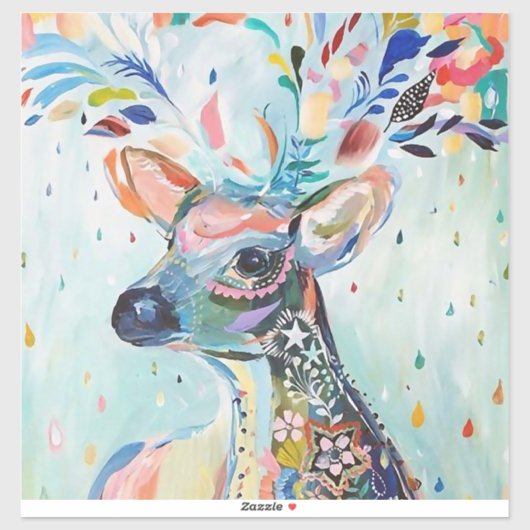 Pretty Modern Deer Art Flower Antlers シール (シート)
