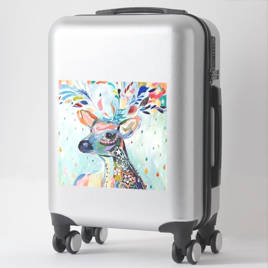 Pretty Modern Deer Art Flower Antlers シール (スーツケース)