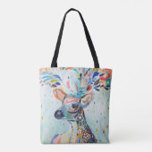 Pretty Modern Deer Art Flower Antlers トートバッグ (裏面)
