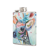 Pretty Modern Deer Art Flower Antlers フラスク (左)