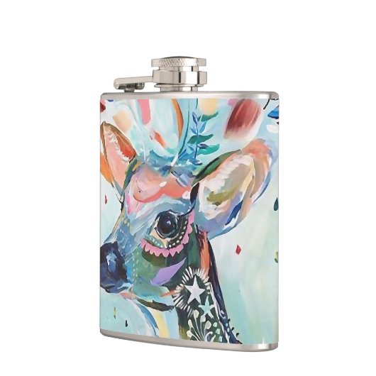 Pretty Modern Deer Art Flower Antlers フラスク (左)