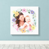 Pretty Modern Flower Wreath Custom Photo キャンバスプリント (インサイチュ (ウッドフロア))