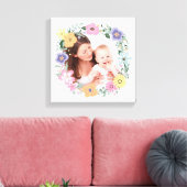 Pretty Modern Flower Wreath Custom Photo キャンバスプリント (インサイチュ (リビング))