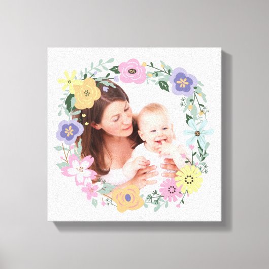 Pretty Modern Flower Wreath Custom Photo キャンバスプリント (正面)