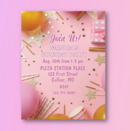 Pretty n Pink! Custom Birthday Party Invitation 招待状